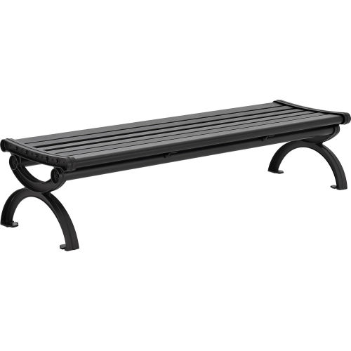 Global Industrial™ 6ft Aluminum Park Bench without Backrest, Black