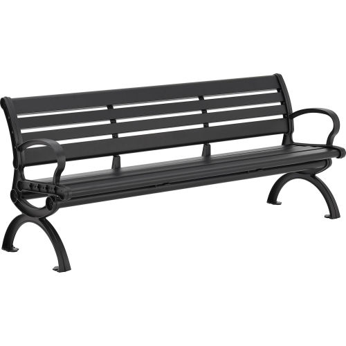 Global Industrial™ 6ft Aluminum Park Bench with Backrest, Black