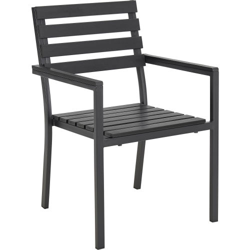 Interion® Stackable Outdoor Dining Arm Chair, Black, Pack of 4
																			