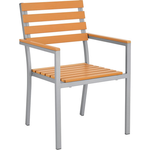 Interion® Stackable Outdoor Dining Arm Chair, Tan, Pack of 4