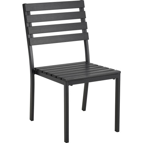 Interion® Stackable Outdoor Dining Armless Chair, Black, Pack of 4
																			