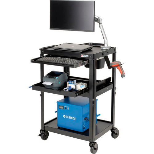 Global Industrial™ Mobile Powered AV Cart with 40AH Battery, Black