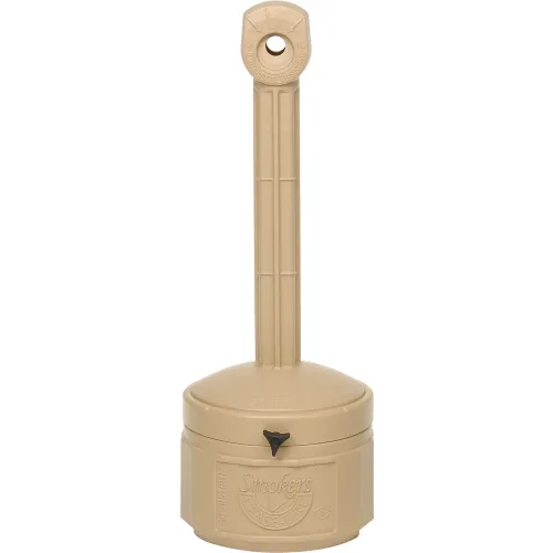 cigarette butt ashtray Justrite® Smokers Cease Fire® Outdoor Ashtray, 1 Gallon, Beige