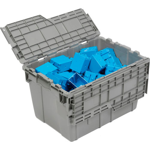 Flipak Attached Lid Container 21-13/16 x 15-3/16 x 12-7/8 Gray