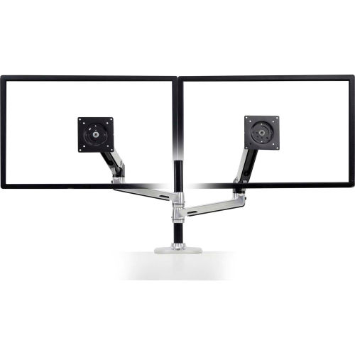 Ergotron® LX Dual Stacking Arm, Polished Aluminum