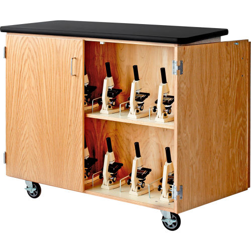 Diversified Woodcrafts Mobile Science Microscope Storage Cabinet - Oak with Black Top