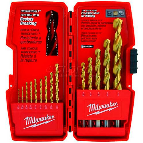 Milwaukee® 48-89-0011 Thunderbolt® Titanium Coated Drill Bit Set, 14 PC