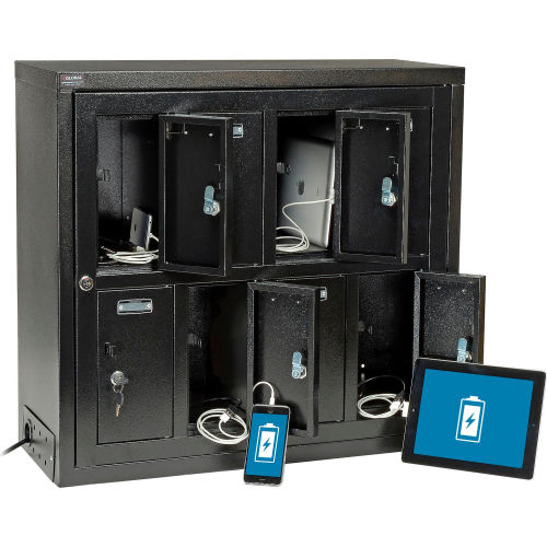 Global™ Tablet & Cell Phone Charging Locker - 8 Door w/Keyed Lock & Hasp and Master Door Open