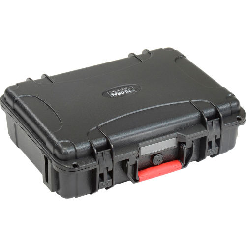 Global Waterproof Hard Case w/Pinch Tear Foam 14 L x 10-23/32 W x 4-11/64 H, Black