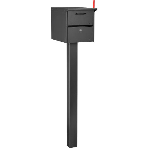 Global Residential Mailbox Front/Rear Access 12-1/2 x 13-5/8 x 18-1/4 with 48 H In-Ground Post