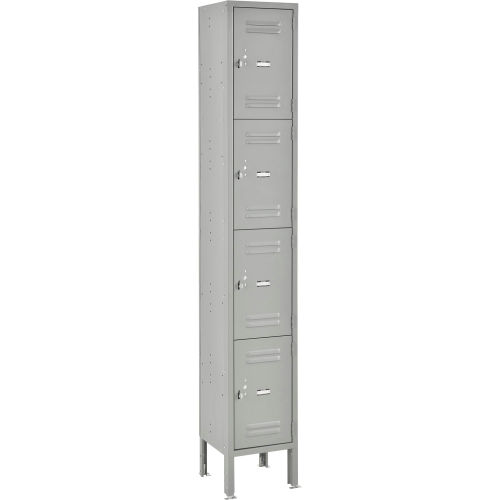 Global Lockers Four Tier 12 x 12 x 18 4 Door Ready To Assemble Gray