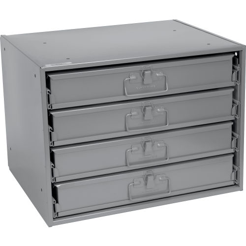 Durham Steel Compartment Box Rack 20 x 15-3/4 x 15 with 4 of 32-Compartment Boxes
