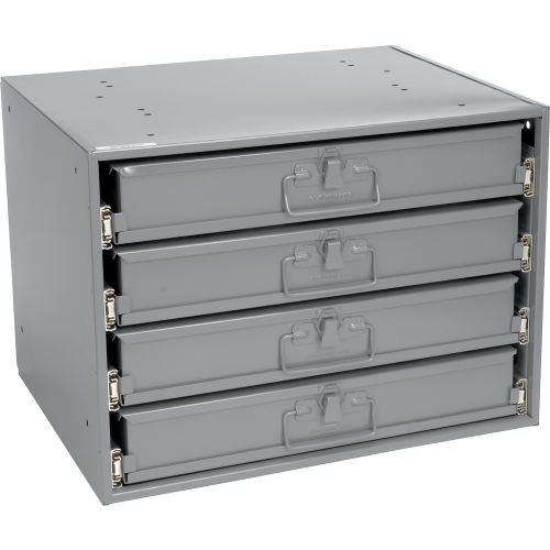 Durham Steel Compartment Box Rack Heavy Duty Bearing 20 x 15-3/4 x 15 with 4 of 20-Compartment Boxes