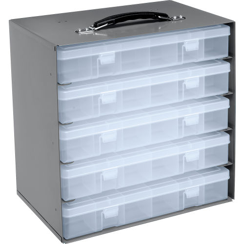 Durham Plastic Compartment Box Rack 13-1/2 x 9-1/8 x 13-1/4 with 5 of 24-Compartment Boxes