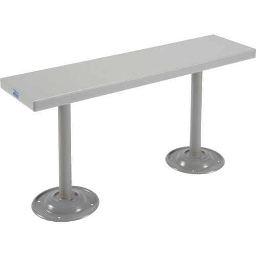 Global Industrial™ Locker Bench Gray Solid Plastic Top w/Steel Tube Pedestals, 36 x 9-1/2 x 17