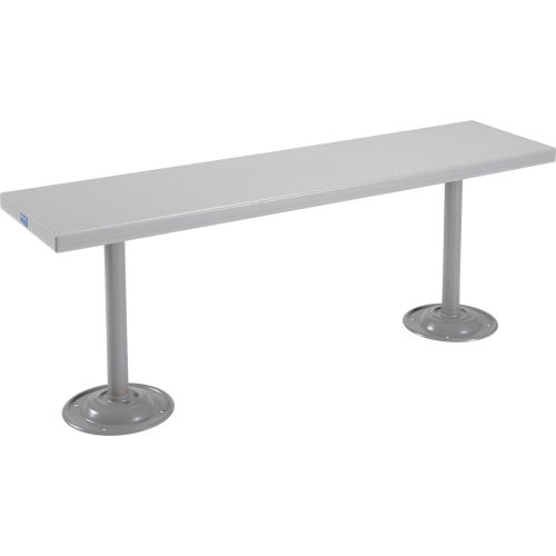Global Industrial™ Locker Bench Gray Solid Plastic Top w/Steel Tube Pedestals, 48 x 12 x 17