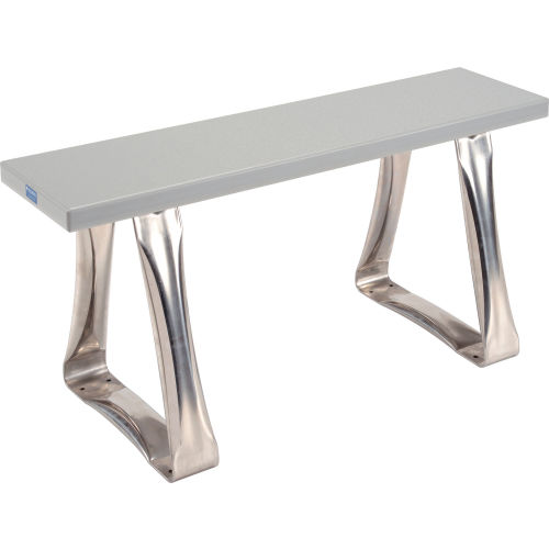Global Industrial™ Locker Bench Gray Solid Plastic Top w/SS Trapezoid Pedestals, 36x 9-1/2 x 17