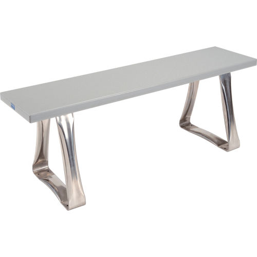 Global Industrial™ Locker Bench Gray Solid Plastic Top w/SS Trapezoid Pedestals, 48 x 12 x 17