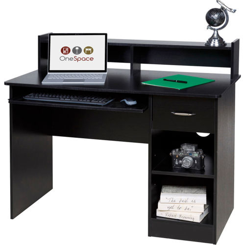 OneSpace 50LD0105 Essential Computer Desk, Hutch with PullOut