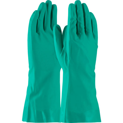 PIP Flock Lined Unsupported Nitrile Gloves, 15 Mil, Green, XL, 1 Pair
