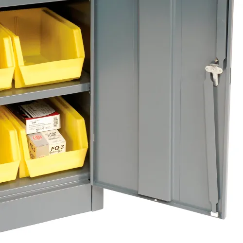  Global Industrial Locking Storage Cabinet Clear Door with (20)  Yellow Removable Bins, 48x24x78, Unassembled : Home & Kitchen