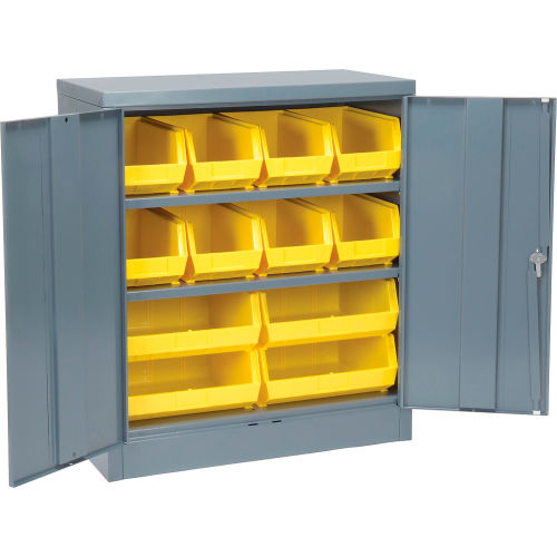 Locking Storage Cabinet 36 W X 18 D X 48 H With Removable Bins - Unassembled