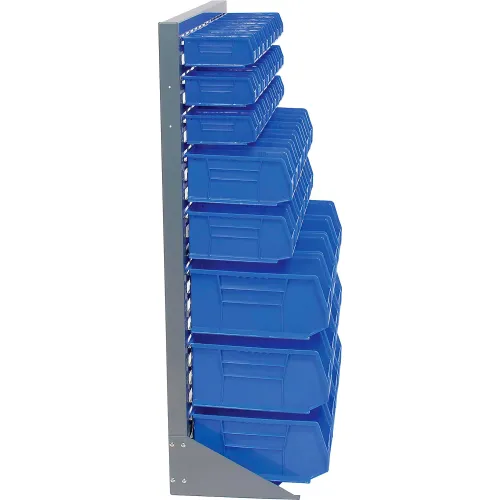 Global Industrial™ Double Sided Mobile Floor Rack w/ 48(G) Blue Bins, 36W  x 25-1/2D x 55H