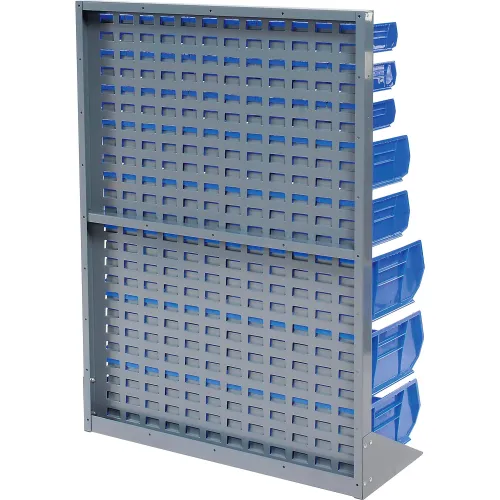 Global Industrial™ Double Sided Mobile Floor Rack w/ 48(G) Blue Bins, 36W  x 25-1/2D x 55H