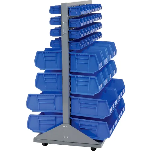 Global Industrial™ Mobile Double Sided Floor Rack - 88 Blue 