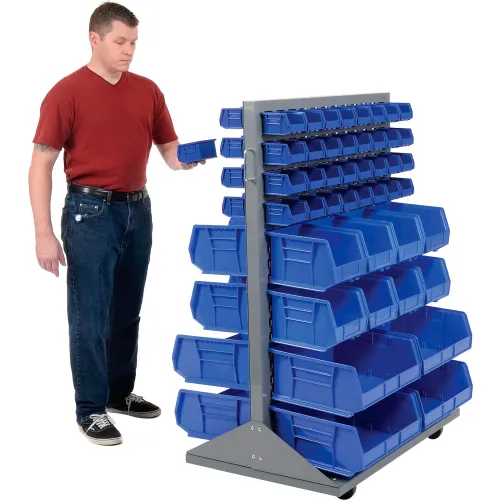 Global Industrial™ Mobile Double Sided Floor Rack - 88 Blue 