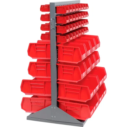 Double Sided Floor Rack Bin Organizer with 11 x 5 1/2 x 5 Bins H