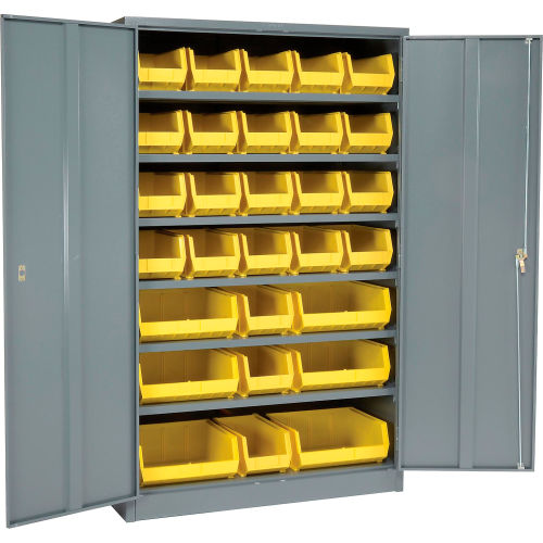 Locking Storage Cabinet 48 W X 24 D X 78 H With Removable Bins