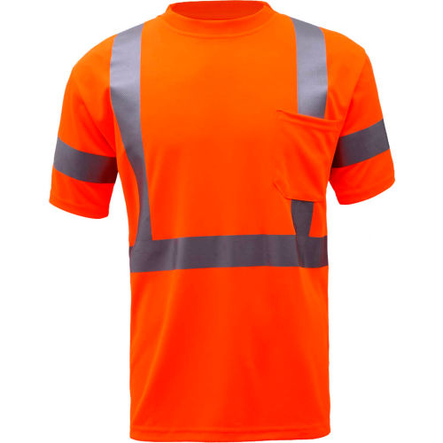 GSS Safety 5008, Class 3, Hi-Viz Moisture Wicking Birdseye Short Sleeve T-Shirt, Orange, 5XL
