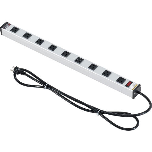 Global™ 25-in. 9 outlet Aluminum Power Strip with 6-ft Cord