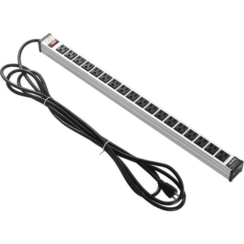 Global™ 24-in. 18 Outlet Aluminum Power Strip, 15' Cord