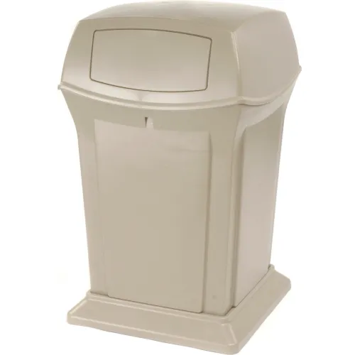 Rubbermaid Commercial Ranger Fire-Safe Container, Square, 45 gal, Beige