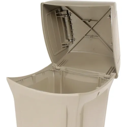 Rubbermaid Outdoor Ranger® 45 gal Beige Plastic Trash Receptacle With 4-Way  Opening - 24 7/8L x 24 7/8W x 41 1/2H