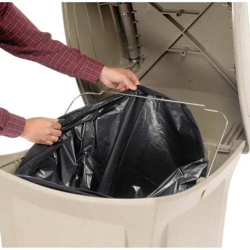 Rubbermaid Outdoor Ranger® 45 gal Beige Plastic Trash Receptacle With 4-Way  Opening - 24 7/8L x 24 7/8W x 41 1/2H