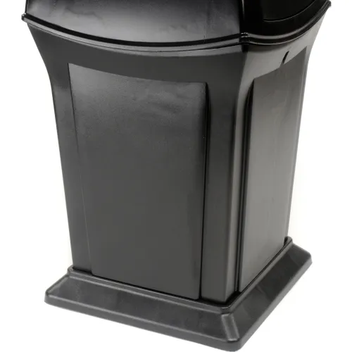 Rubbermaid® Plastic Square Trash Can, 2 Doors, 45 Gallon, Black