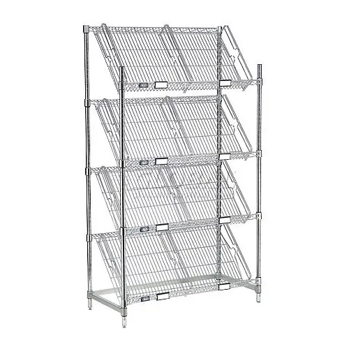 Nexel® 4 Shelf, Chrome Slant Wire Shelving Unit, Starter, 36