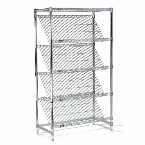 Nexel® Chrome, 5 Tier, Slant Wire Shelving, Starter Unit, 48"W x 18"D x