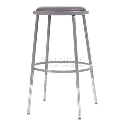 Interion Big and Tall Steel Shop Stool Vinyl Gray Pkg Qty 2