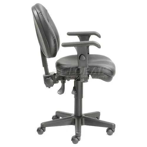 Interion® Office Chair With Mid Back & Adjustable Arms, Black, Black