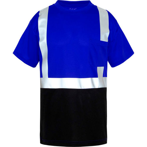 GSS Safety NON-ANSI Multi Color Short Sleeve Safety T-shirt with Black Bottom-Blue-2XL