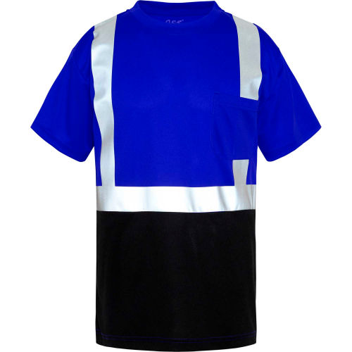 GSS Safety NON-ANSI Multi Color Short Sleeve Safety T-shirt with Black Bottom-Blue-2XL