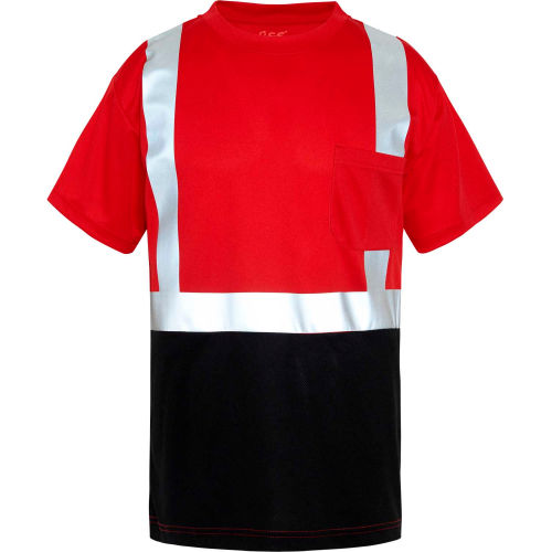 GSS Safety NON-ANSI Multi Color Short Sleeve Safety T-shirt with Black Bottom-Red-3XL