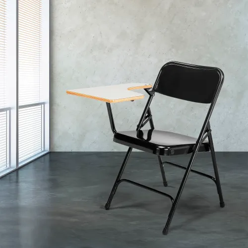 Folding chair with online tablet arm