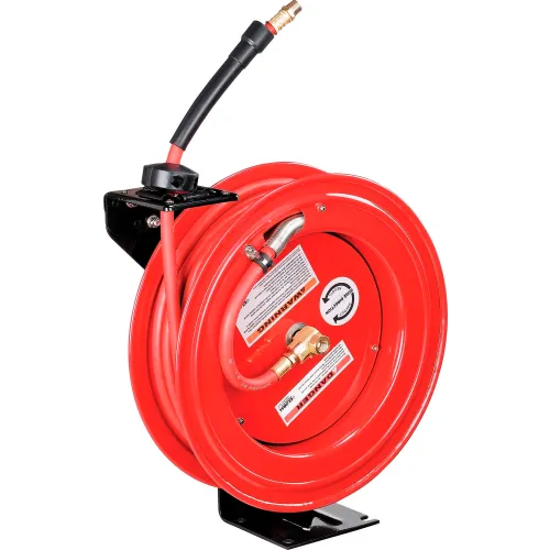 Reelcraft Spring Retractable Stainless Steel Air/Water Hose Reel — No Hose,  3/8in. x 35ft. Hose Capacity, 500 PSI, Model# 5600 OLS