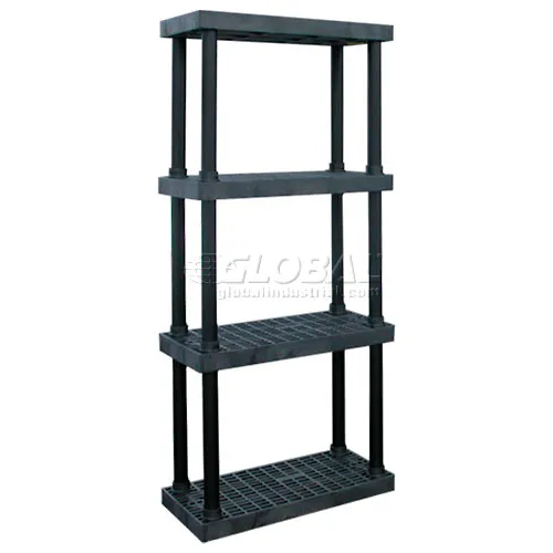 Structural Plastic Vented Shelving, 36W x 16D x 75H, Black