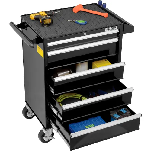 Black 5-Drawer Rolling Storage Bin